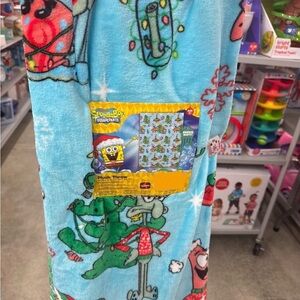 SpongeBob SquarePants Holiday Throw - Light Blue and Red